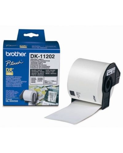 Хартиена лента Brother - DK-11202, за QL-500, 62x100 mm, Black/White - 1